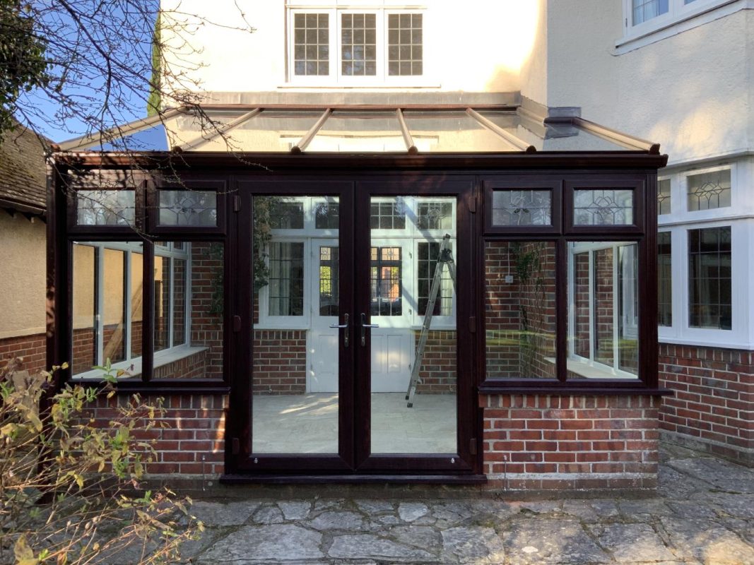 Classic Lean-to Conservatory with Rosewood Finish in Dorset