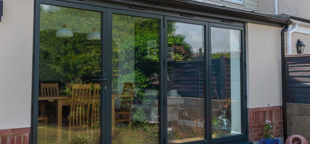 modern house extension with bifolding doors